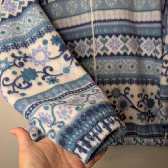 Alfred Dunner Women's L Patterned Fleece Full Zip Sweater - Picture 4 of 14